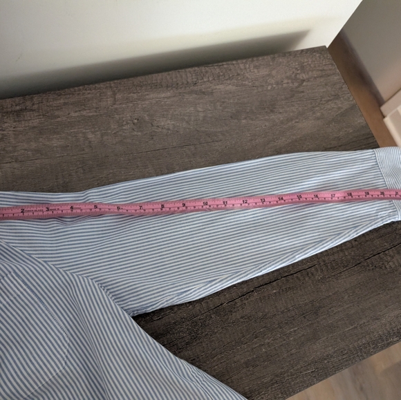 Sezane Tomboy Shirt Ecru And Sky Blue Stripes - Size 6 - Picture 6 of 6